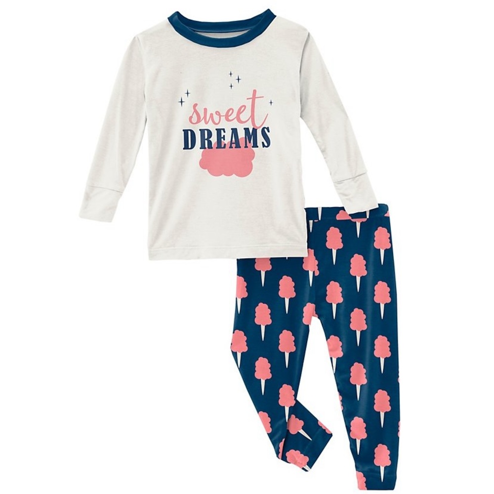NWT Kickee Pants Toddler Baby Girl Sweet Dreams Pajama 2 Piece Set Sz 18-24 M